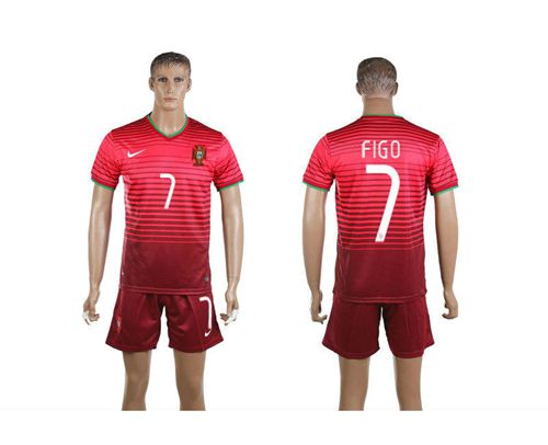 Portugal #7 Figo Home Soccer Country Jersey