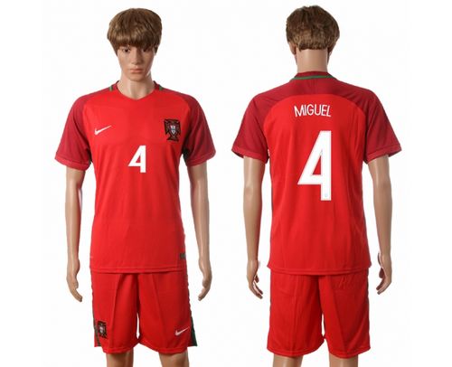 Portugal #4 Miguel Home Soccer Country Jersey