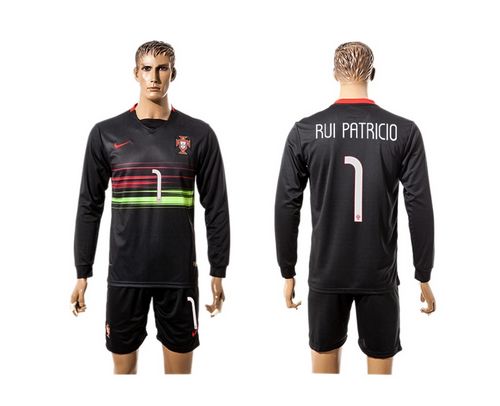 Portugal #1 Rui Patricio Away Long Sleeves Soccer Country Jersey