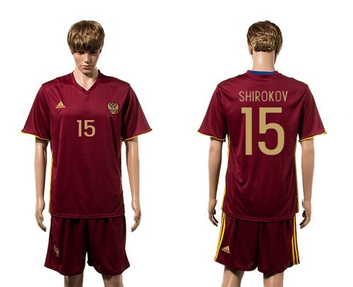 Russia #15 Shirokov Red Home Soccer Country Jersey