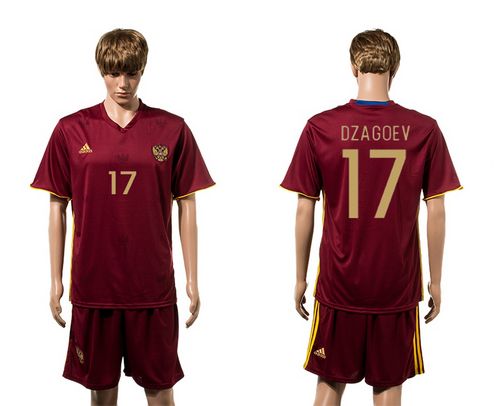 Russia #17 Dzagoev Red Home Soccer Country Jersey