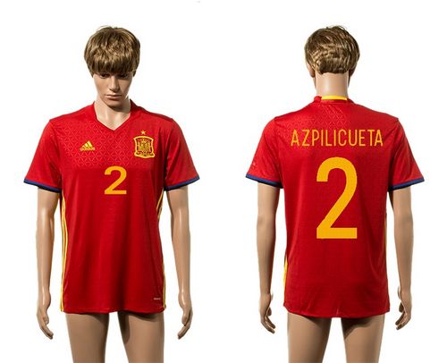 Spain #2 Azpilicueta Red Home Soccer Country Jersey