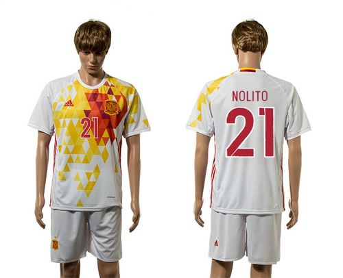 Spain #21 Nolito White Away Soccer Country Jersey