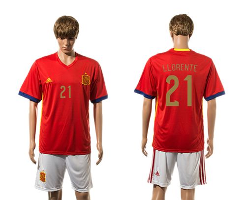 Spain #21 LLORENTE Home Soccer Country Jersey
