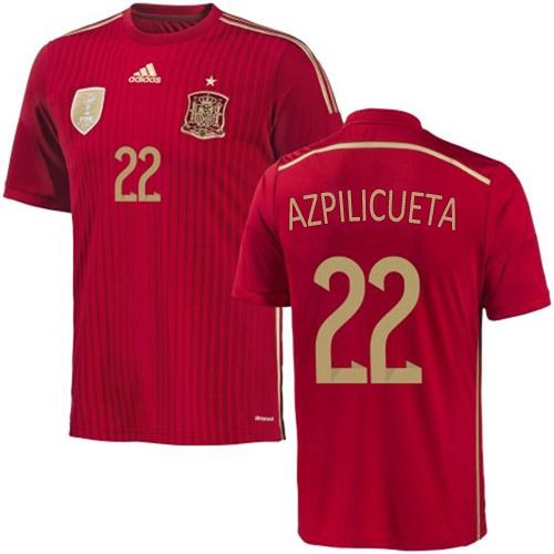 Spain #22 Cesar Azpilicueta Home World Cup Soccer Country Jersey