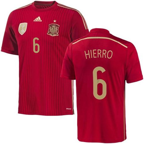 Spain #6 Fernando Hierro Home World Cup Soccer Country Jersey