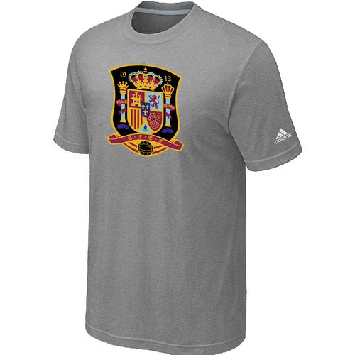  Spain 2014 World Short Sleeves Soccer T Shirts Light Grey
