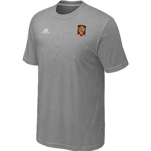  Spain 2014 World Small Logo Soccer T Shirts Light Grey