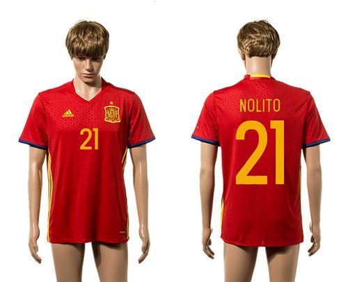 Spain #21 Nolito Red Home Soccer Country Jersey