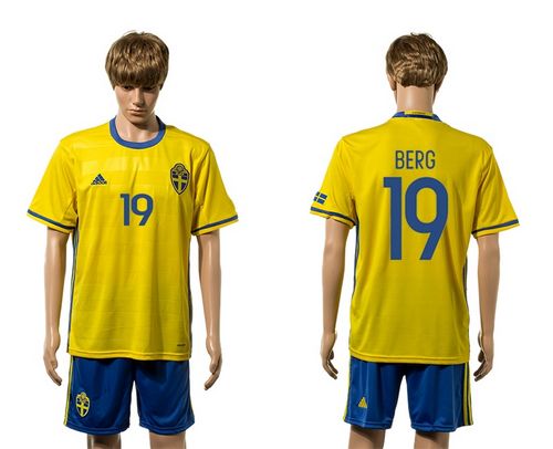 Sweden #19 Berg Home Soccer Country Jersey
