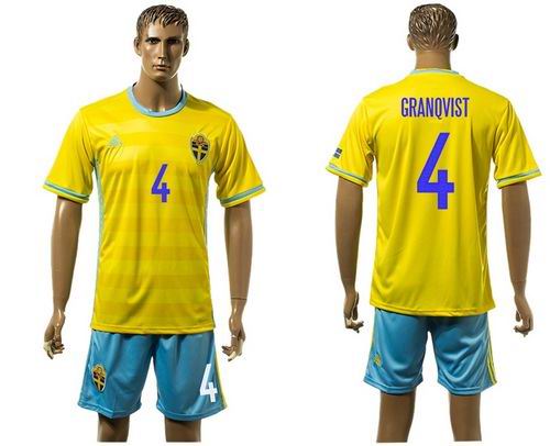 Sweden #4 Granqvist Home Soccer Country Jersey