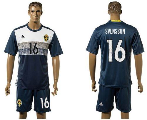 Sweden #16 Svensson Away Soccer Country Jersey