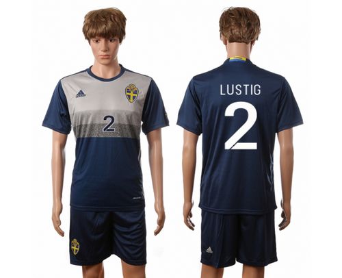 Sweden #2 Lustig Away Soccer Country Jersey