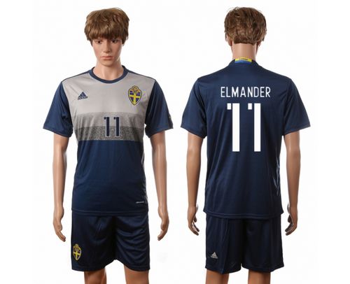 Sweden #11 Elmander Away Soccer Country Jersey