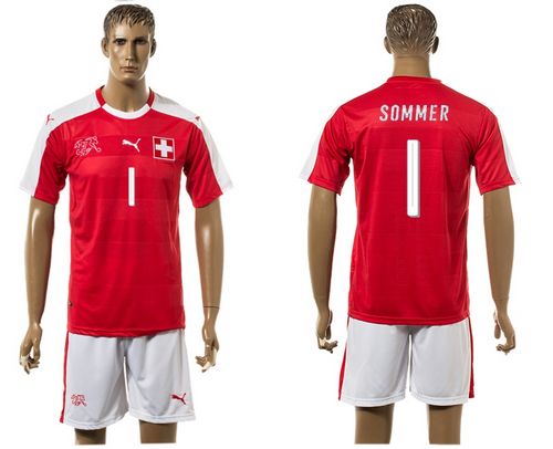 Switzerland #1 Sommer Red Home Soccer Country Jersey