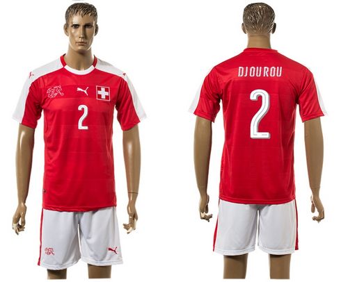 Switzerland #2 Djourou Red Home Soccer Country Jersey