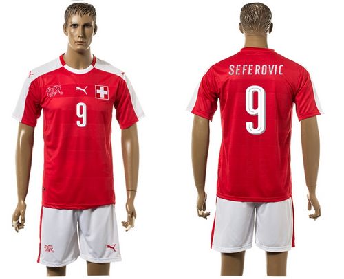 Switzerland #9 Seferovic Red Home Soccer Country Jersey