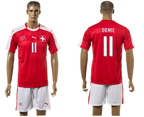 Switzerland #11 Drmic Red Home Soccer Country Jersey