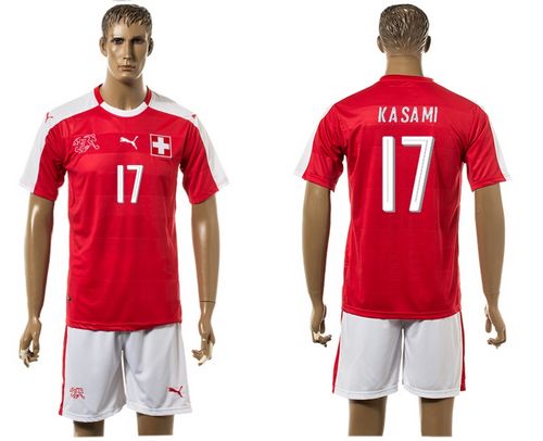 Switzerland #17 Kasami Red Home Soccer Country Jersey