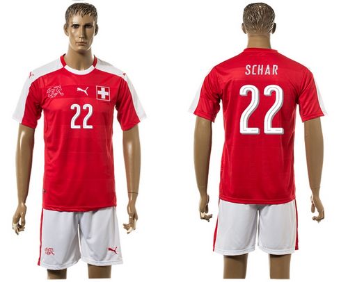 Switzerland #22 Schar Red Home Soccer Country Jersey