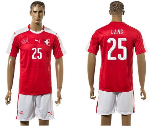 Switzerland #25 Lang Red Home Soccer Country Jersey