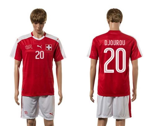 Switzerland #20 Djourou Red Home Soccer Country Jersey