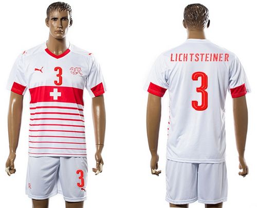 Switzerland #3 Lichtsteiner Away Soccer Country Jersey