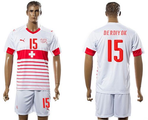 Switzerland #15 Derdiyok Away Soccer Country Jersey