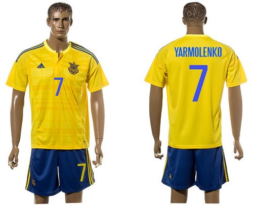 Ukraine #7 Yarmolenko Home Soccer Country Jersey