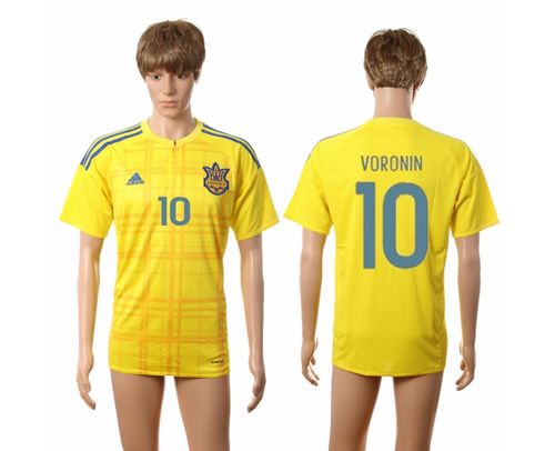 Ukraine #10 Voronin Home Soccer Country Jersey