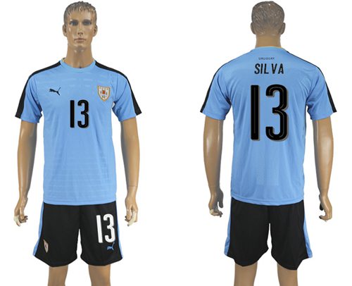 Uruguay #13 Silva Home Soccer Country Jersey