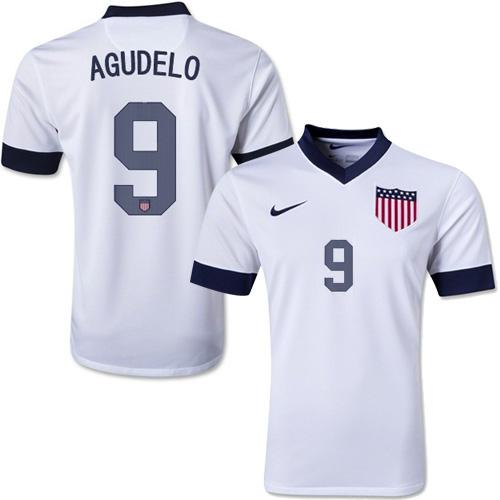 USA #9 Juan Agudelo White Home Soccer Country Jersey