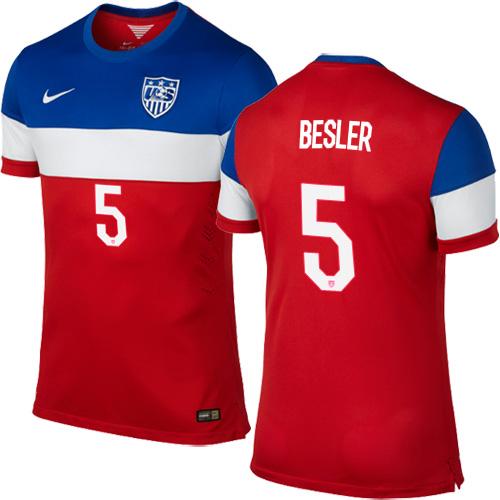 USA #5 Matt Besler Red Away Soccer Country Jersey