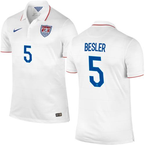 USA #5 Matt Besler White Home Soccer Country Jersey