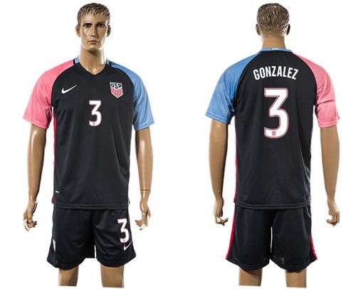 USA #3 Gonzalez Away Soccer Country Jersey