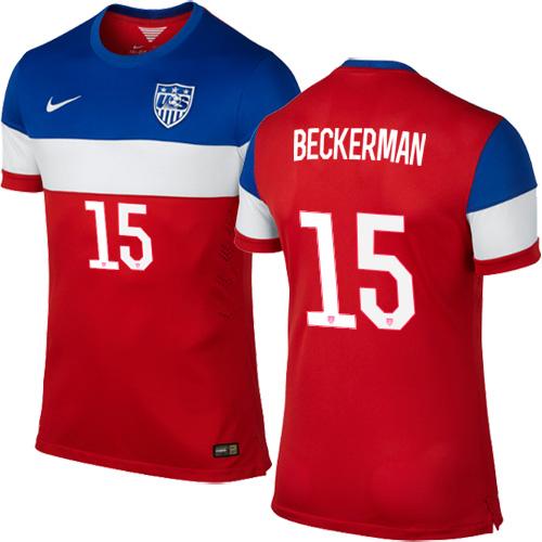 USA #15 Kyle Beckerman Red Away Soccer Country Jersey