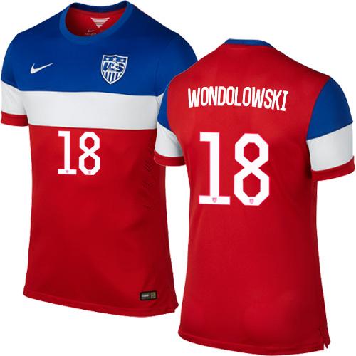 USA #18 Chris Wondolowski Red Away Soccer Country Jersey