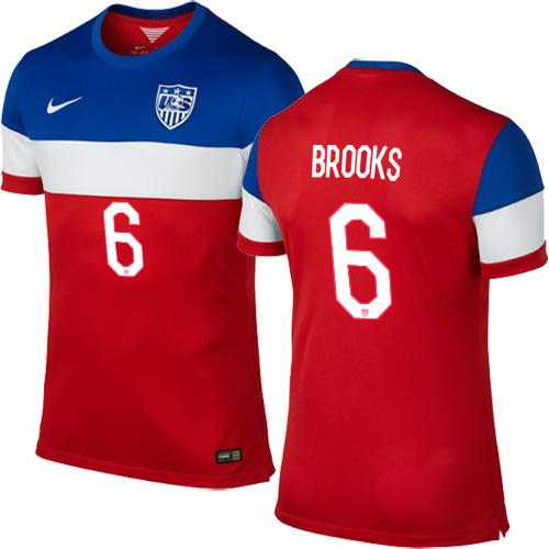 USA #6 John Brooks Red Away Soccer Country Jersey