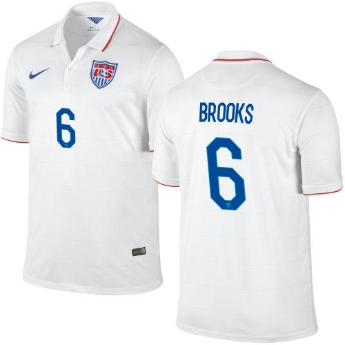 USA #6 John Brooks White Home Soccer Country Jersey