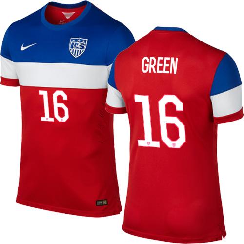USA #16 Julian Green Red Away Soccer Country Jersey