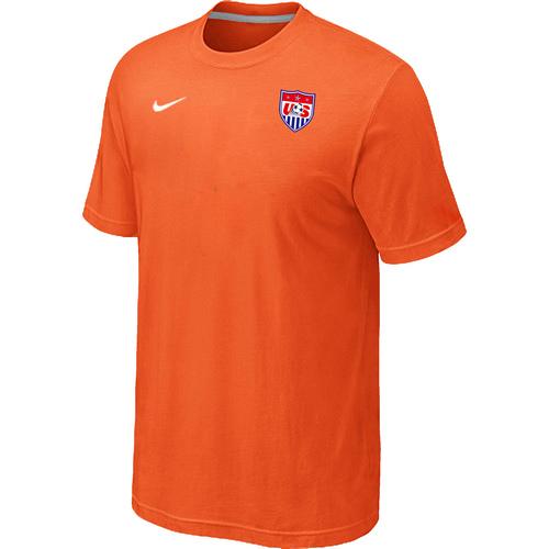  USA 2014 World Small Logo Soccer T Shirts Orange