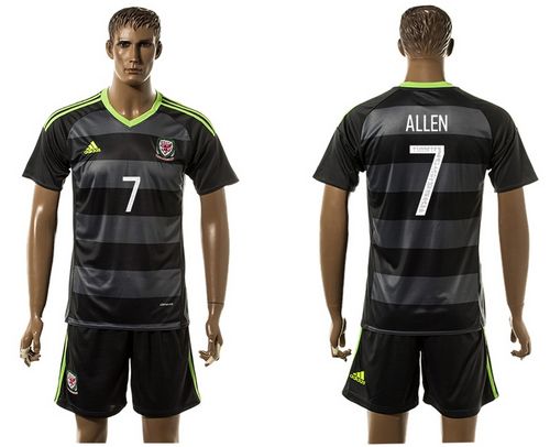 Wales #7 Allen Black Away Soccer Club Jersey