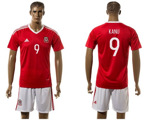 Wales #9 Kanu Red Home Soccer Club Jersey
