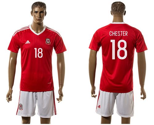 Wales #18 Chester Red Home Soccer Club Jersey