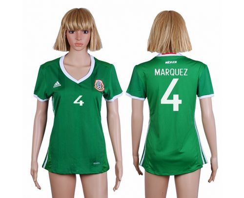 Women's Mexico #4 Marquez Home Soccer Country Jersey