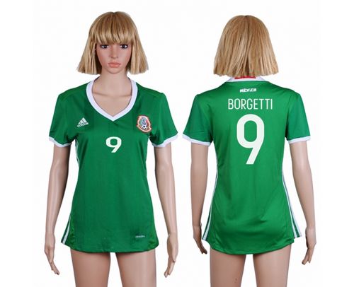 Women's Mexico #9 Borgetti Home Soccer Country Jersey