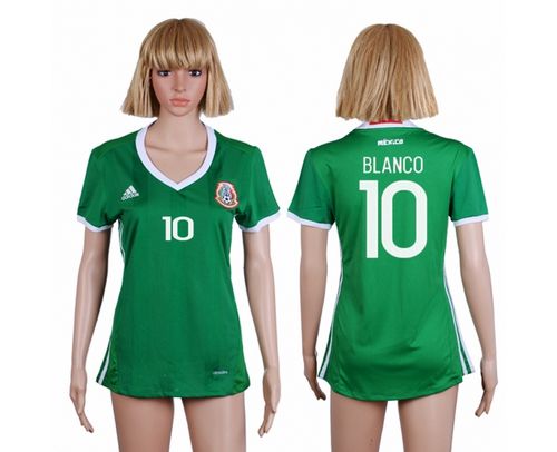 Women's Mexico #10 Blanco Home Soccer Country Jersey