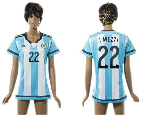 Women's Argentina #22 Lavezzi Home Soccer Country Jersey
