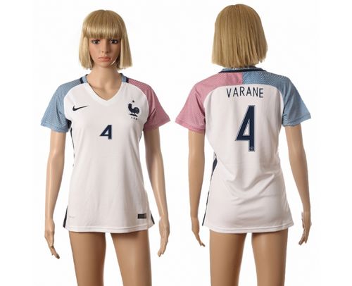 Women's France #4 Varane Away Soccer Country Jersey