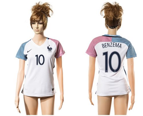 Women's France #10 Benzema Away Soccer Country Jersey